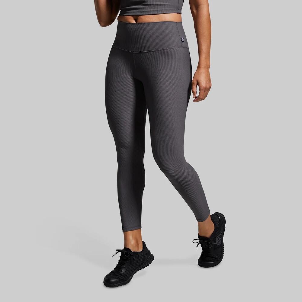Born Primitive Limitless Ribbed Crop Dark Grey Size Small High Rise Gym Crossfit
